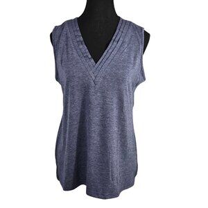 NWOT | Navy Blue Heather Pleated V-Neck Sleeveless Business Casual Tank | Medium